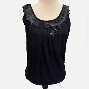 Kenar Black Embellished Tank Top